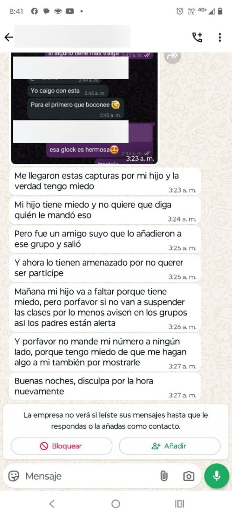 Un representante advirtió a una autoridad de la escuela. (Foto: captura de pantalla)