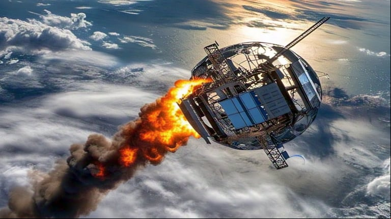 Un satélite ruso fuera de control caerá en la Tierra: dónde impactará y qué consecuencias tendrá. (Imagen generada con MetaAI)