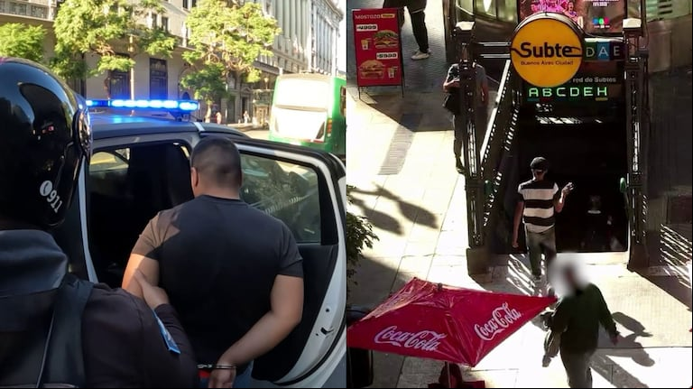 Una mujer fue sorprendida mientras caminaba por el microcentro. Los ladrones intentaron escapar por el subte, pero el seguimiento desde el Centro de Monitoreo Urbano permitió atraparlos en pocos minutos. (Fotos: Policía de la Ciudad de Buenos Aires).