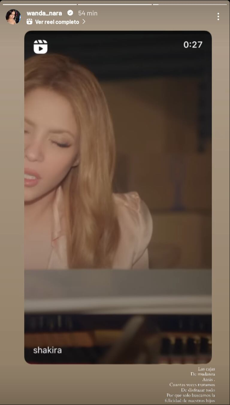 Wanda Nara se sintió identificada con la nueva canción de Shakira y la compartió en sus redes con un reflexivo mensaje. (Foto: Captura Instagram/wanda_nara).